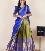 Green woven art silk lehenga choli