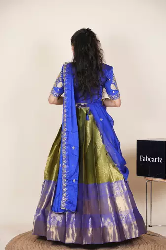 Green woven art silk lehenga choli