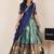 Teal woven art silk lehenga choli
