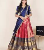 Pink woven art silk lehenga choli