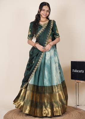 Sea Green woven art silk lehenga choli 1
