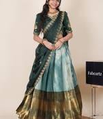 Sea Green woven art silk lehenga choli