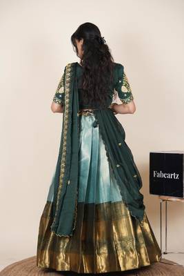 Sea Green woven art silk lehenga choli 2