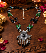 Folk art assorted beads necklace