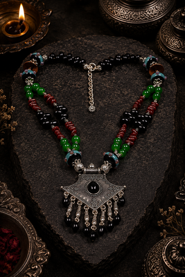 Folk art assorted beads necklace 2