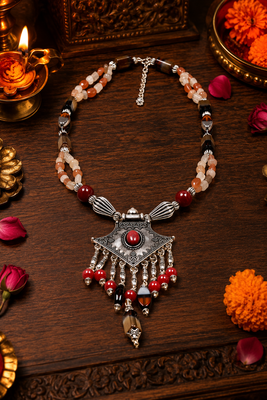 Handcrafted mixed beads jewellery necklace 1