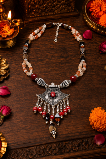 Handcrafted mixed beads jewellery necklace
