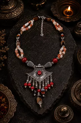 Handcrafted mixed beads jewellery necklace