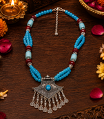 Cultural beads necklace with german silver pendant