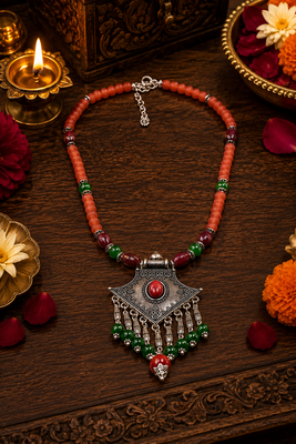 Ornamental beaded statement necklace 1