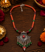 Ornamental beaded statement necklace