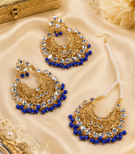 Traditional Gold Finish Earrings Tikka Set