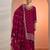 Red embroidered blooming fox georgette palazzo salwar suit