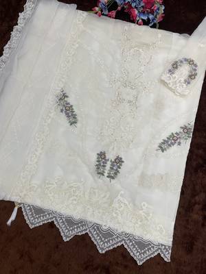 White embroidered faux georgette salwar suit 3