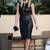 Women’s genuine black softlambskin dressmesh panel mini dress