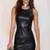 Women’s genuine lambskin leather black fit & flare dress sleeveless