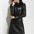 Women’s black lambskin dressstudded fit & flare full sleeve dress