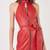 Women’s red lambskin dressleather style zip dress