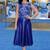 Women’s genuine lambskin blue dressblue lace and dress