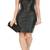 Women’s genuine lambskin black dresssleeveless striped dress