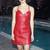 Women’s genuine lambskin leather sleeveless v-neck dress