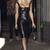 Women’s genuine lambskin leather square neck dress