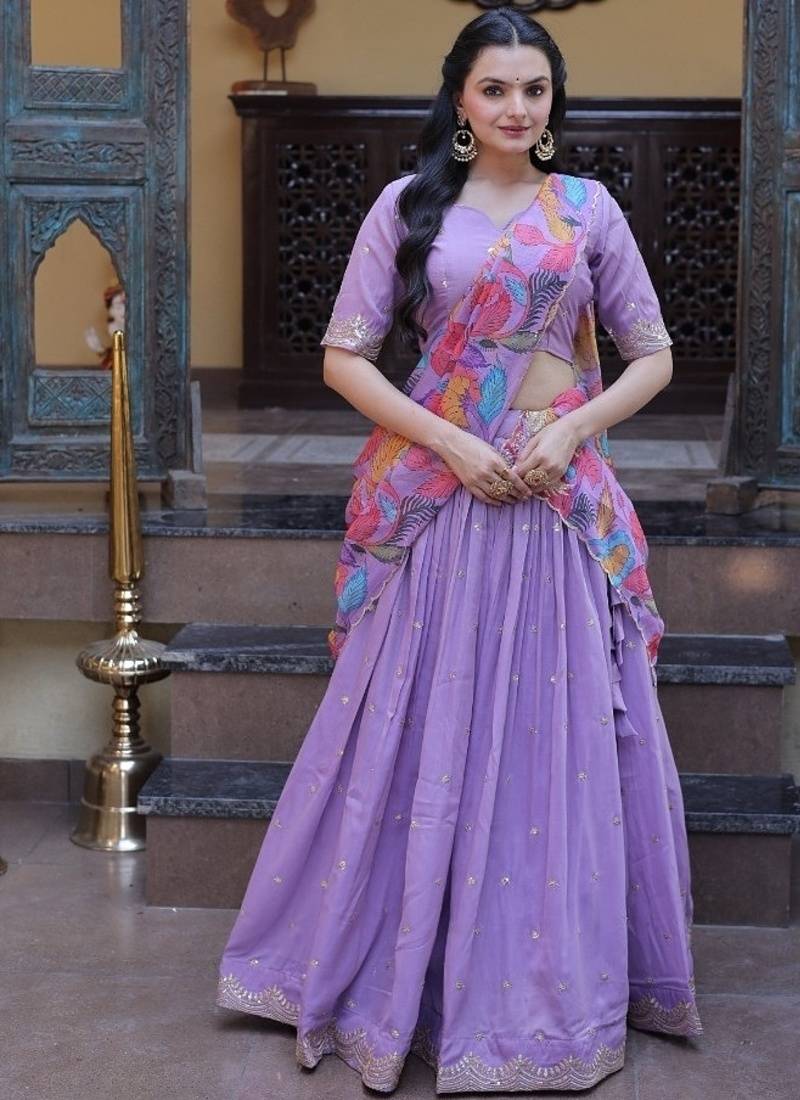 Pastel Lehenga Choli Set for Women with Designer Printed Dupatta | Wedding & Festive Wear