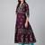 Wine cotton printed anarkali kurta