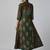 Dark green cotton printed anarkali kurta
