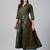 Dark green cotton printed anarkali kurta