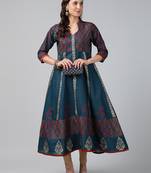 Dark grey cotton printed anarkali kurta