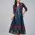 Dark grey cotton printed anarkali kurta