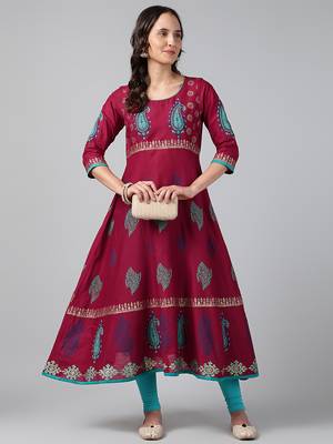 Black cotton printed anarkali kurta 2