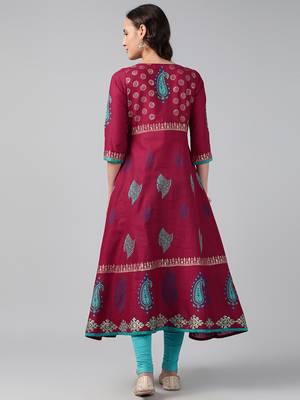 Black cotton printed anarkali kurta 3