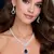 Royal Blue Teardrop Crystal Necklace Earrings Set Bridal Statement Jewelry