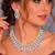 Silver Plated Amethyst Cubic Zirconia Choker Necklace Earrings Set Bridal Statement Jewelry