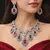 Ruby Red Crystal Bridal Necklace Set Silver Toned Choker Earrings Prom Indian Jewelry