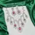 Ruby Red Crystal Bridal Necklace Set Silver Toned Choker Earrings Prom Indian Jewelry