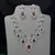 Ruby Red Crystal Bridal Necklace Set Silver Toned Choker Earrings Prom Indian Jewelry