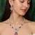 Bridal Ruby Red Necklace and Earring Set CZ Diamond Choker