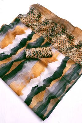 multicolor printed pure cotton multicolor saree with blouse 7