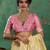 yellow  soft linen cotton saree with  blouse