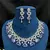 Amethyst CZ Bridal Jewelry Set Silver Wedding Necklace & Earrings