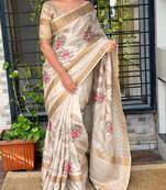 off white multi thread tusser cotton saree