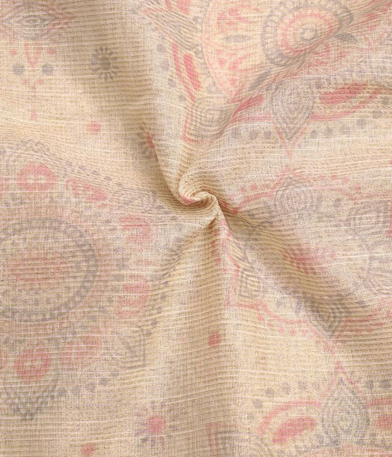 Beige pure cotton printed printed saree with blouses
