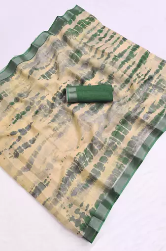 beige printed pure cotton beige saree with blouse