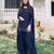 Navy blue silk blend embroidered farshi salwar
