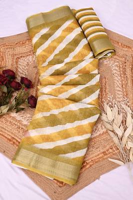 brown printed pure cotton brown saree with blouse 8