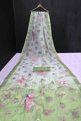 light_green printed pure cotton light green saree with blouse 9
