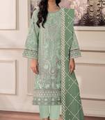 Pista chiffon semi stitched suit with embridery & sequin work